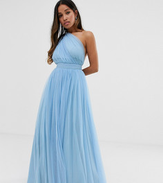 Платье макси из тюля на одно плечо ASOS DESIGN Petite - Синий