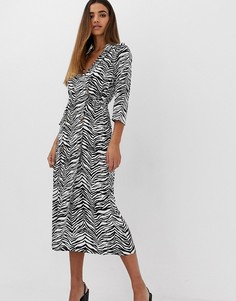 Платье-рубашка миди на пуговицах с зебровым принтом ASOS DESIGN - Мульти