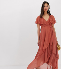Платье макси с кейпом ASOS DESIGN - Коричневый