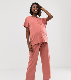 Костюм из рубашки на пуговицах и брюк ASOS DESIGN Maternity - Розовый