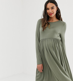 Зеленое свободное платье с длинными рукавами New Look Maternity - Зеленый