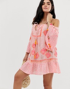 Пляжное платье с вырезами на плечах South Beach - Розовый