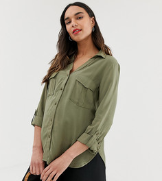 Рубашка темного цвета хаки в стиле милитари New Look Maternity - Зеленый