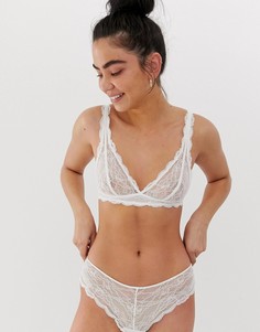 Белый кружевной бюстгальтер с треугольными чашечками Monki - Белый