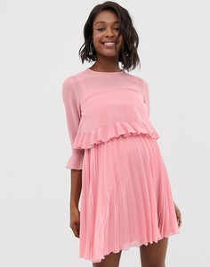Двухслойное плиссированное платье мини ASOS DESIGN Maternity - Розовый