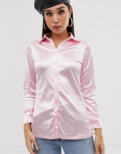 Приталенная атласная рубашка Motel - Фиолетовый