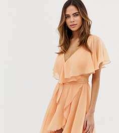 Платье мини с асимметричным краем и накидкой ASOS DESIGN - Оранжевый