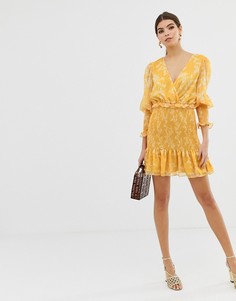 Платье мини с золотистым цветочным принтом Keepsake - Желтый
