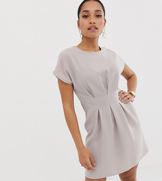 Платье мини с защипами на талии ASOS DESIGN Petite - Серый