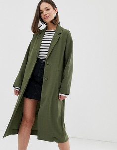Легкое строгое пальто цвета хаки Monki - Зеленый