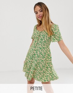 Зеленое платье на пуговицах с квадратным вырезом New Look Petite - Зеленый