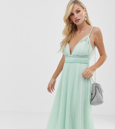 Платье миди из тюля с глубоким вырезом ASOS DESIGN - Зеленый