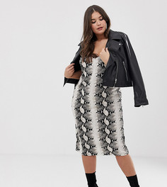 Платье-комбинация миди на бретелях со змеиным принтом ASOS DESIGN Curve - Мульти