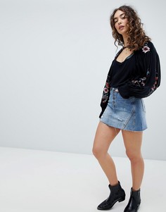 Джинсовая юбка с необработанным краем Free People - Синий