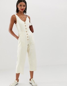 Светло-бежевый комбинезон на пуговицах ASOS DESIGN - Белый