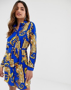 Платье-рубашка с платочным принтом AX Paris - Синий