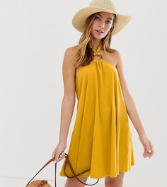 Свободное короткое платье халтер с черепаховым кольцом ASOS DESIGN - Желтый