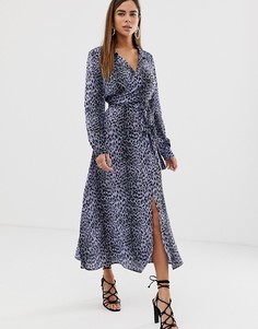 Платье миди с запахом и леопардовым принтом ASOS DESIGN - Мульти