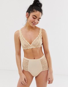Бежевый кружевной бюстгальтер Monki - Бежевый