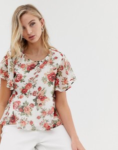 Топ с расклешенными рукавами и цветочным принтом Vila - Мульти