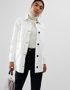 Хлопковая куртка с контрастными строчками ASOS DESIGN - Белый