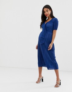 Плиссированное чайное платье ASOS DESIGN Maternity - Синий