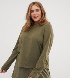 Трикотажная пижамная футболка с длинными рукавами ASOS DESIGN Curve mix & match - Зеленый