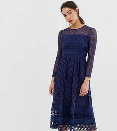 Кружевное приталенное платье миди премиум-класса ASOS DESIGN Tall - Темно-синий