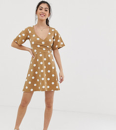 Фактурное платье мини с запахом и принтом ASOS DESIGN Petite - Мульти