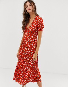 Платье миди с цветочным принтом Faithfull Ari - Красный