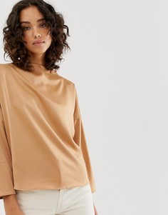 Атласная блузка с высоким воротом Vero Moda - Рыжий