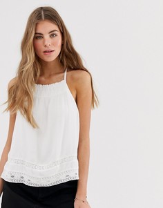 Топ на бретельках с кружевной отделкой Hollister - Белый