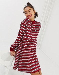 Свободное платье в полоску с длинными рукавами Lazy Oaf - Красный