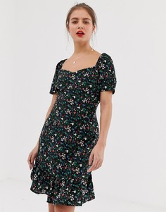 Платье с оборкой и цветочным принтом Vila - Мульти