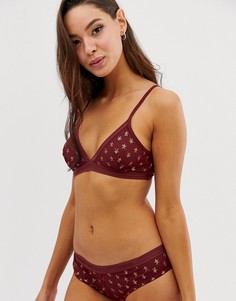 Комплект женского белья из сетки со звездным принтом Maison Scotch - Красный