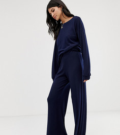 Комбинируемые брюки для дома в рубчик с широкими штанинами ASOS DESIGN Tall - Темно-синий