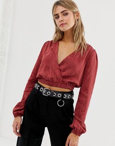 Красный жаккардовый кроп-топ Bershka - Красный