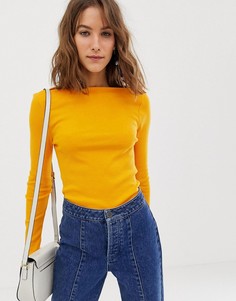 Желтый топ с вырезом лодочкой River Island - Желтый