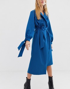 Платье миди в полоску с запахом ASOS WHITE - Мульти