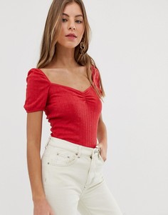 Красный топ с вырезом сердечком Miss Selfridge - Красный