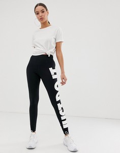 Черные леггинсы с завышенной талией и принтом Just Do It Nike - Черный