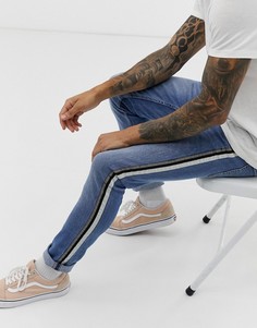Выбеленные джинсы скинни с полосами по бокам Burton Menswear - Синий