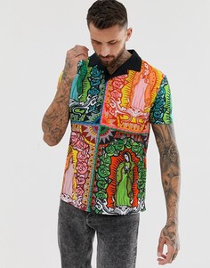 Свободное поло с отложным воротником и принтом ASOS DESIGN - Мульти