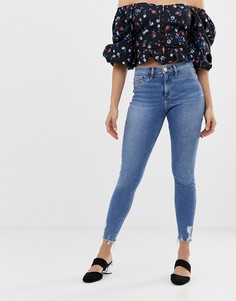 Выбеленные джинсы скинни с необработанными краями River Island Molly - Синий