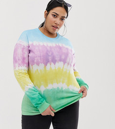 Свободный лонгслив с принтом тай-дай ASOS DESIGN Curve - Мульти