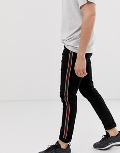 Черные джинсы скинни с полосками по бокам River Island - Черный