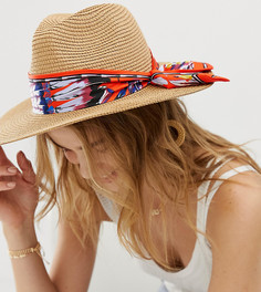 Соломенная шляпа с разноцветным шарфом ALDO - Бежевый