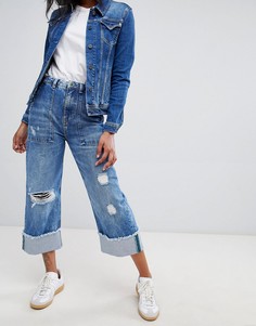 Прямые джинсы с завышенной талией и отворотами Pepe Jeans Wiser - Синий