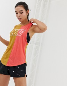 Золотисто-розовый топ колор блок Nike Running - Золотой