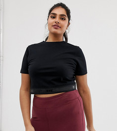 Укороченная спортивная футболка с эластичным краем ASOS 4505 Curve - Черный